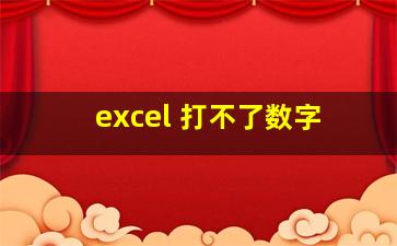 excel 打不了数字